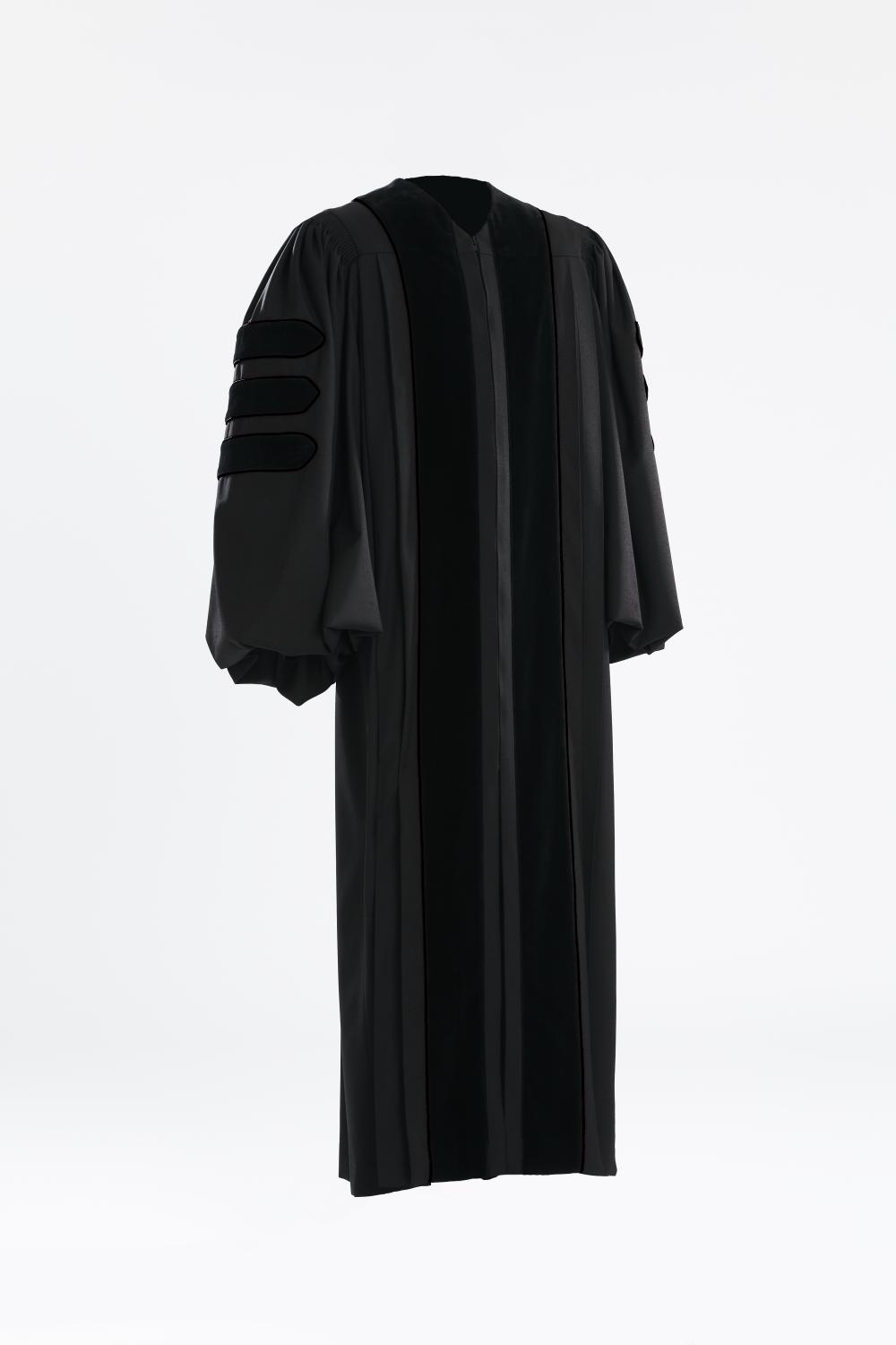 Manufaktur Bavaria, VISCOSE, Deluxe Doctoral Academic Gown, Schwarz