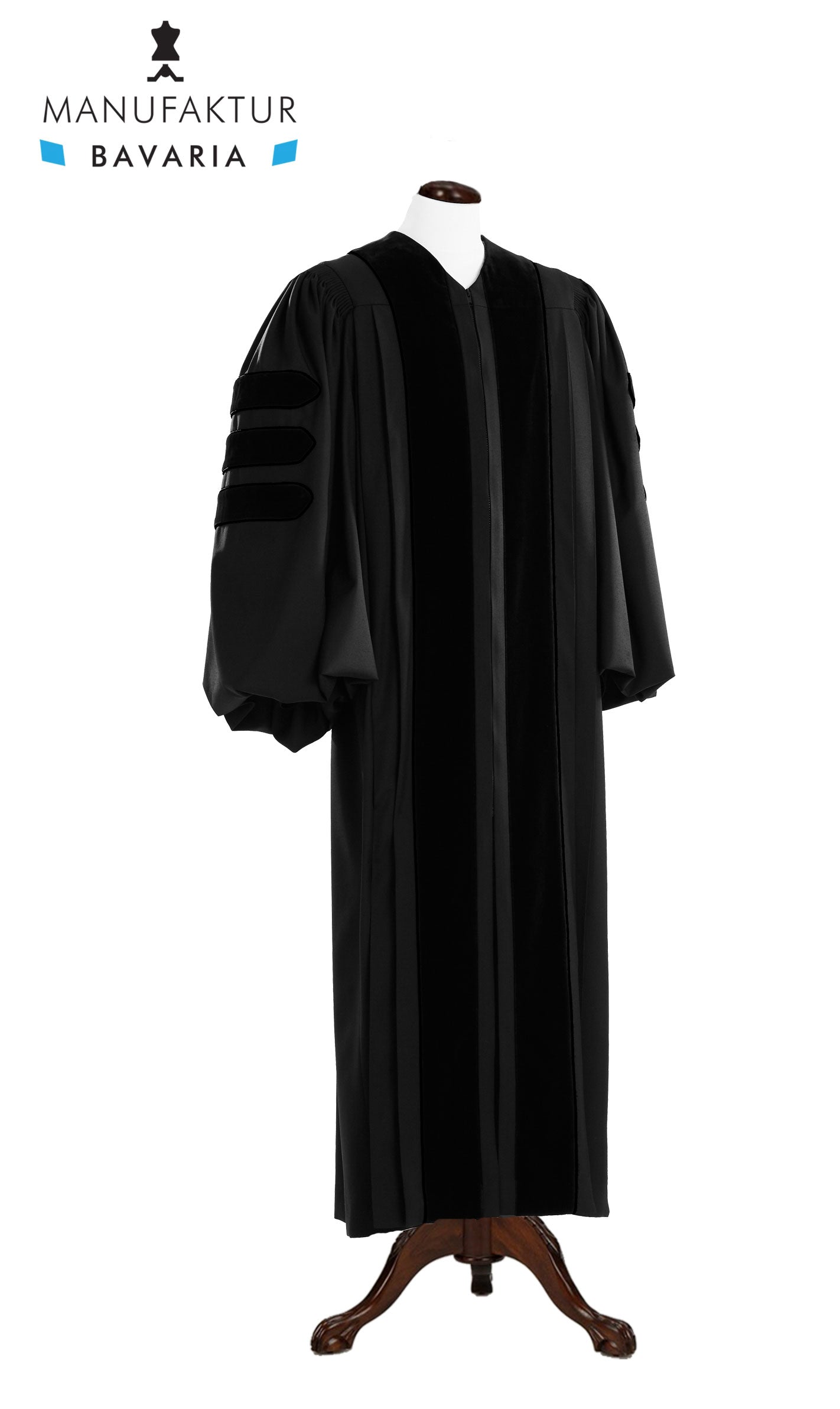 Manufaktur Bavaria, MERINO SEIDE, Deluxe Doctoral Academic Gown, Schwarz