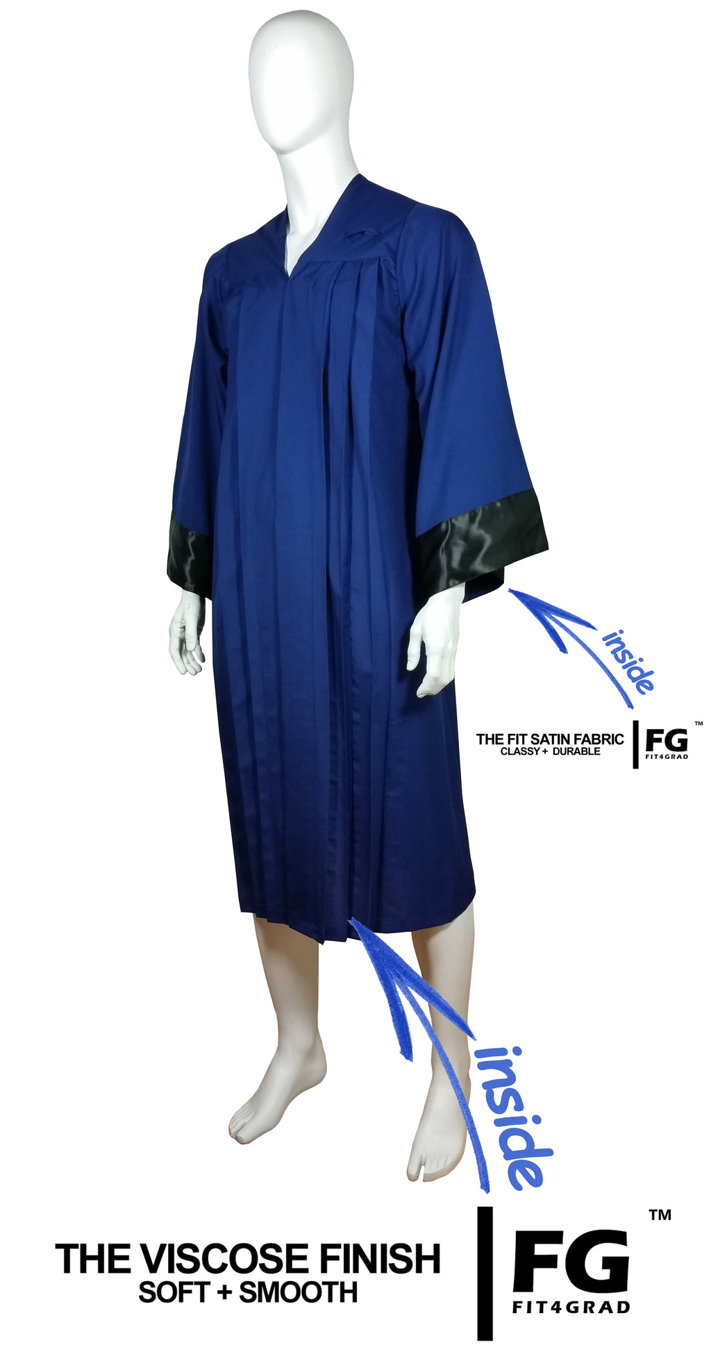 Talar, ELEGANT, Blau, Satin Schwarz - Hauptansicht | COLLEGE FASHION