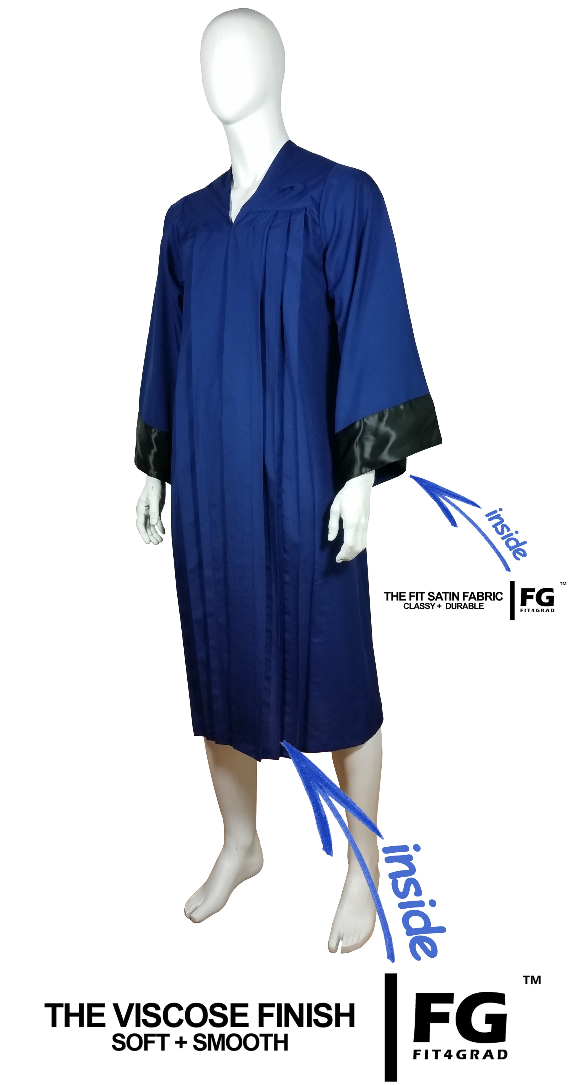 Talar, ELEGANT, Blau, Satin Schwarz - Hauptansicht | COLLEGE FASHION