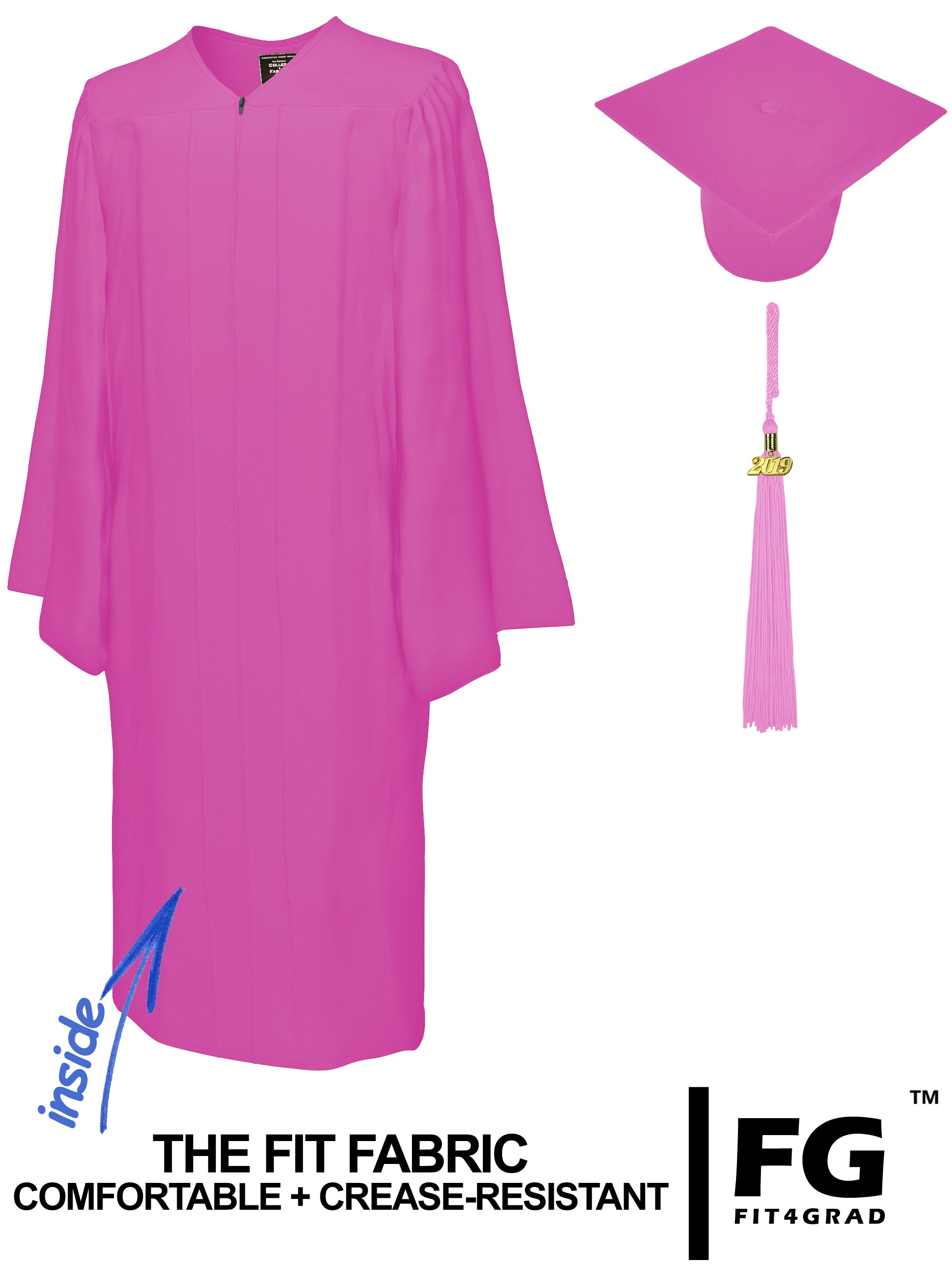 Doktorhut, Talar & Jahreszahlquaste, Qualität Matte, rosa