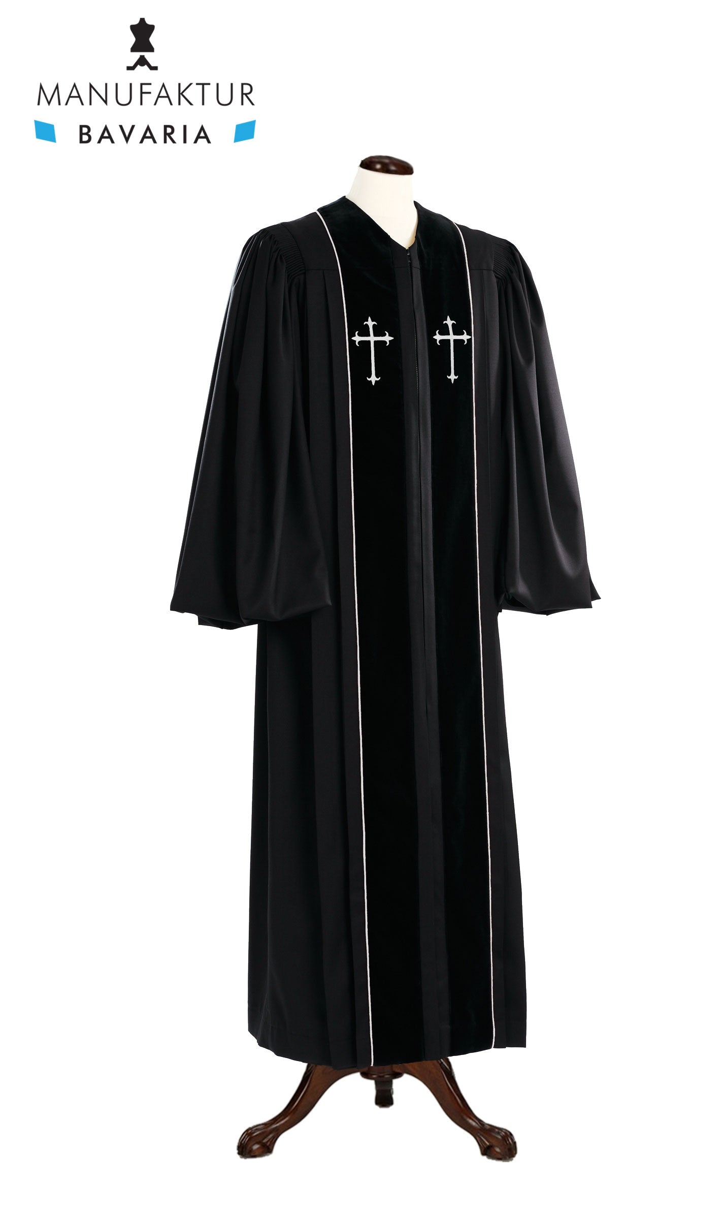 Manufaktur Bavaria, MERINO SEIDE, Custom John Wesley Clergy / Pulpit Robe, Schwarz/Gelb