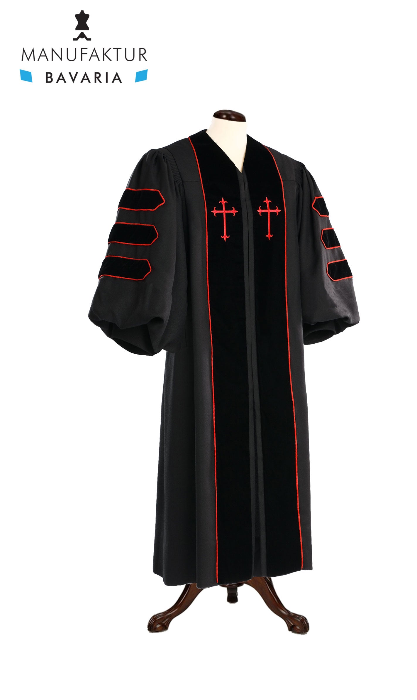 Manufaktur Bavaria, MERINO SEIDE, Dr. of Divinity Clergy / Pulpit Robe, Schwarz
