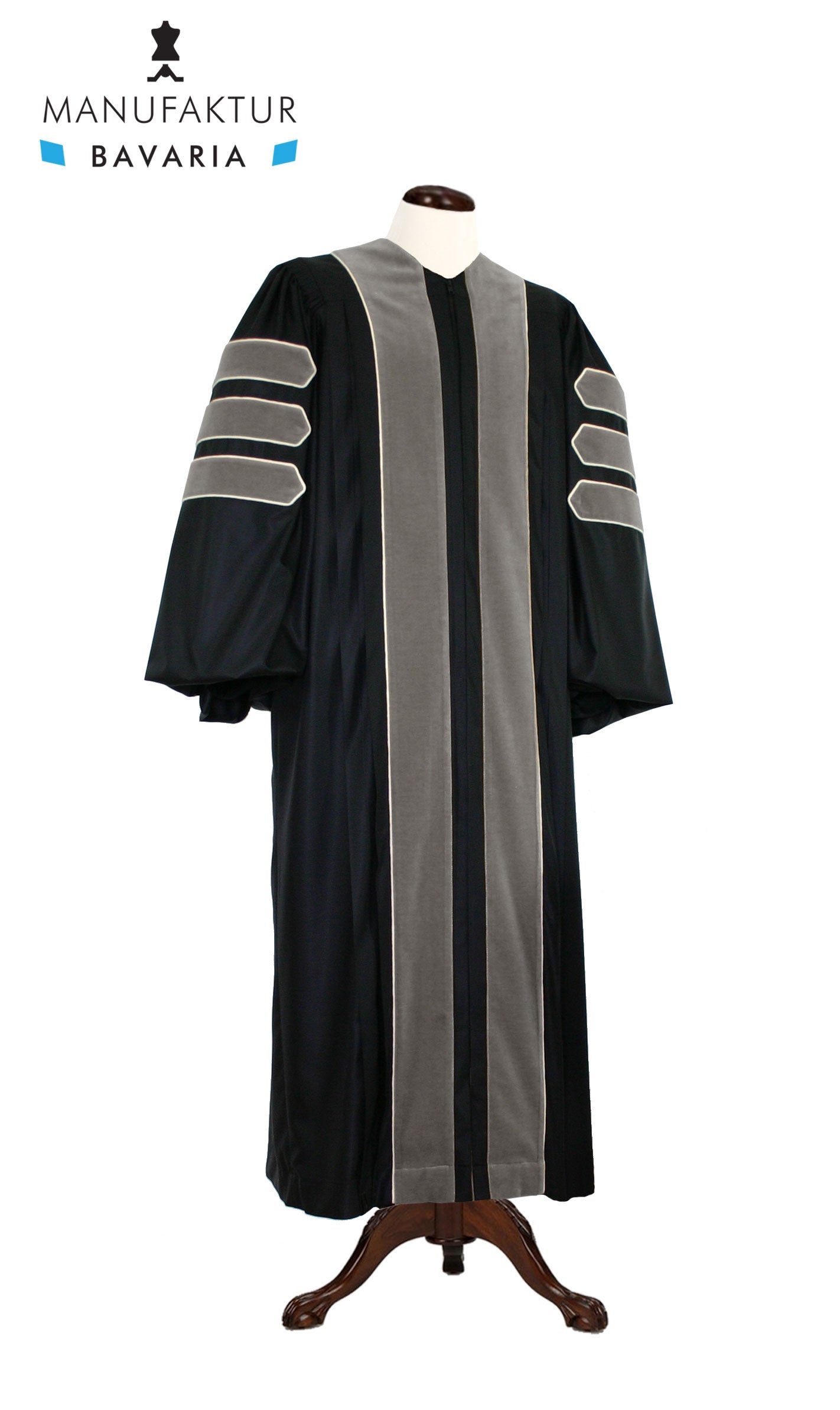 Manufaktur Bavaria, MERINO SEIDE, Deluxe Doktortalar Tierheilkunde Schwarz/Grau