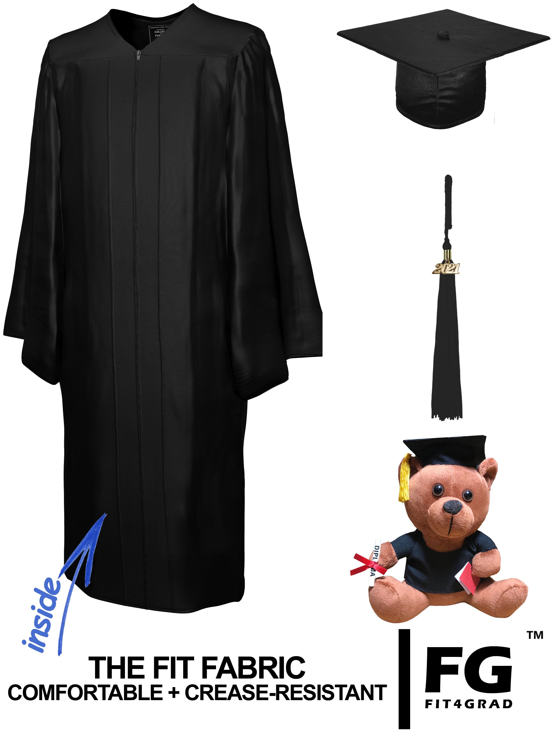 Doktorhut, Talar, Jahreszahlquaste & Teddy, GLANZ - Hauptansicht | COLLEGE FASHION