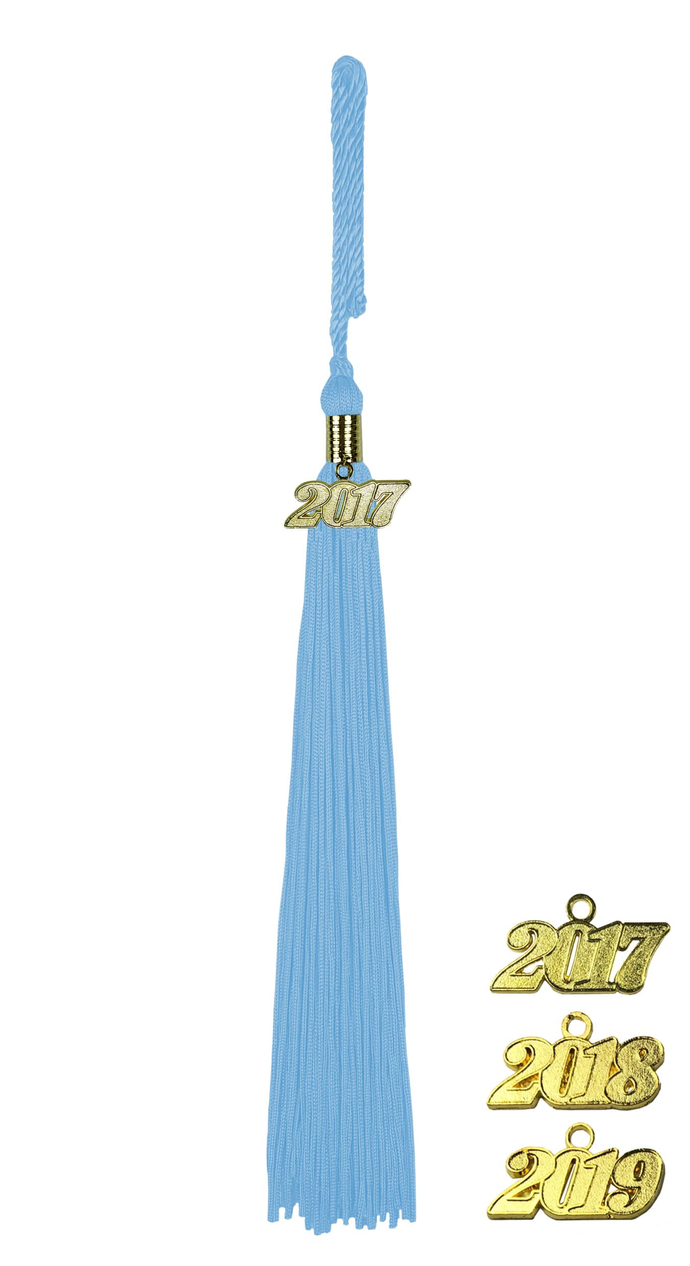 Quaste (Tassel) mit Jahreszahl hell-blau