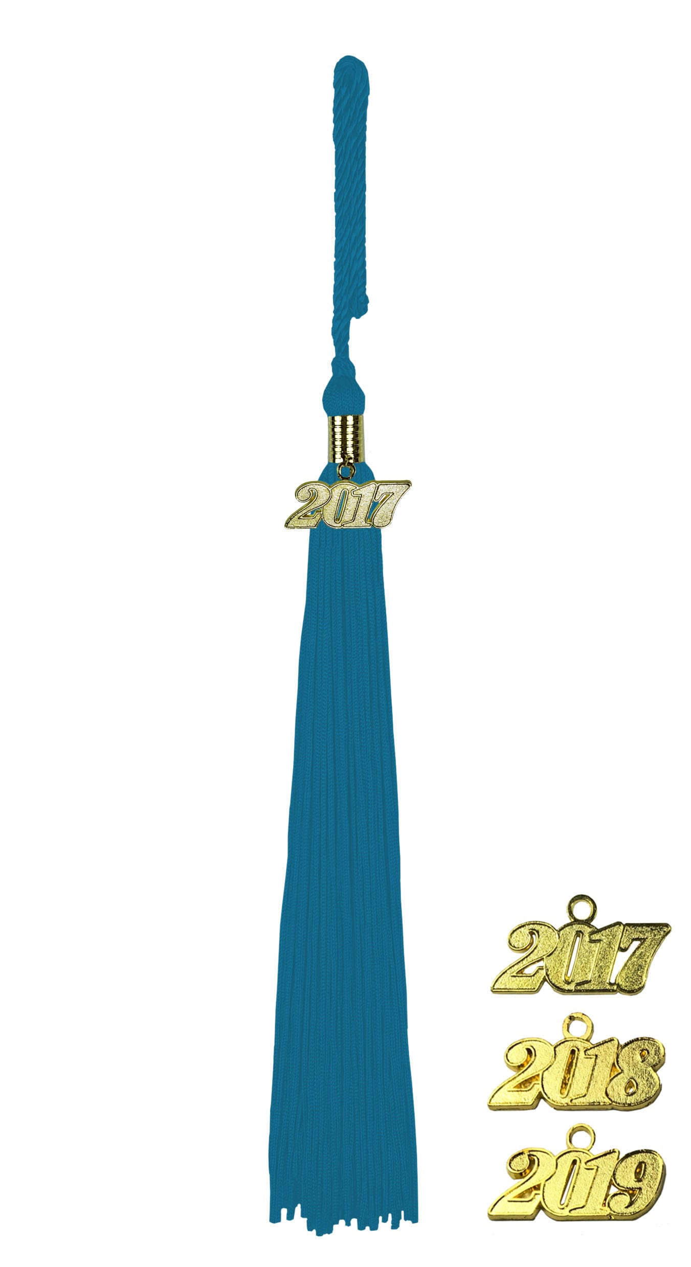Quaste (Tassel) mit Jahreszahl türkis